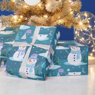 Papier Cadeau Snowmen—Flèches de neige Moderne Noël