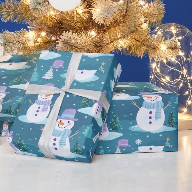 Papier Cadeau Snowmen—Flèches de neige Moderne Noël (Vacances)