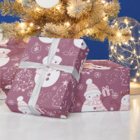 Snowmen Noël Arbres Coeurs pourpres Noël