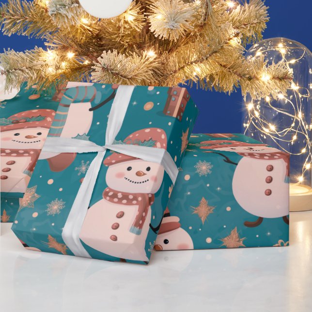 Papier Cadeau Snowmen Snowflakes Noël Ornements Noël (Vacances)
