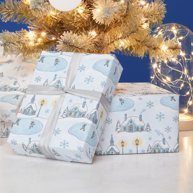 Papier Cadeau Snowy Night Christmas Town (Vacances)