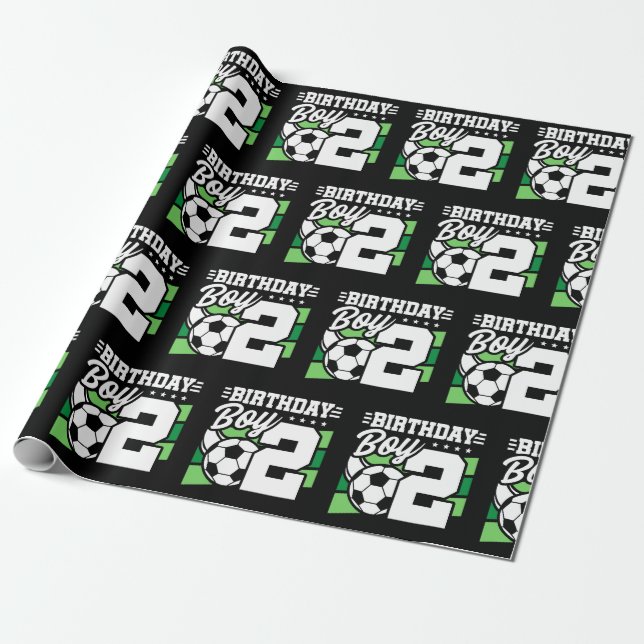 Papier Cadeau Soccer Anniversaire - Garçon de 2 ans - 2e Anniver (Déroulé)