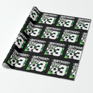 Papier Cadeau Soccer Anniversaire - Garçon de 3 ans - 3ème anniv