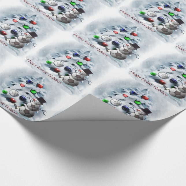 Papier Cadeau Soccer Ball Snowman Noël (Coin)