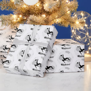 Papier Cadeau Soccer gardien de but noir & blanc Nom du joueur