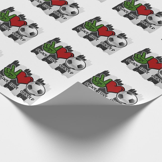 Papier Cadeau Soccer paix et amour (Coin)