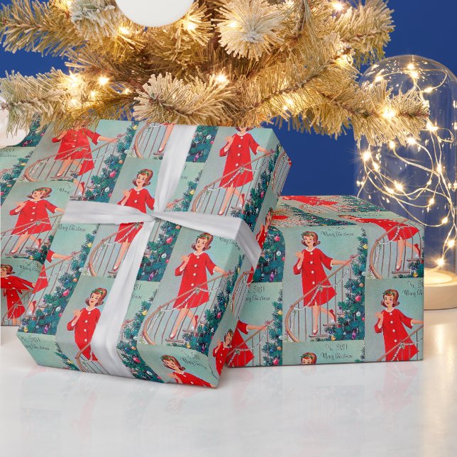 Papier Cadeau Soeur de Noël rétro carrelée (Vacances)
