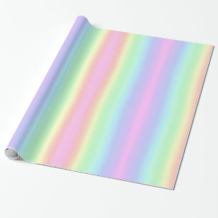 Papier Cadeau Soft Pastel Arc-en-ciel Rayures de dégradé esth
