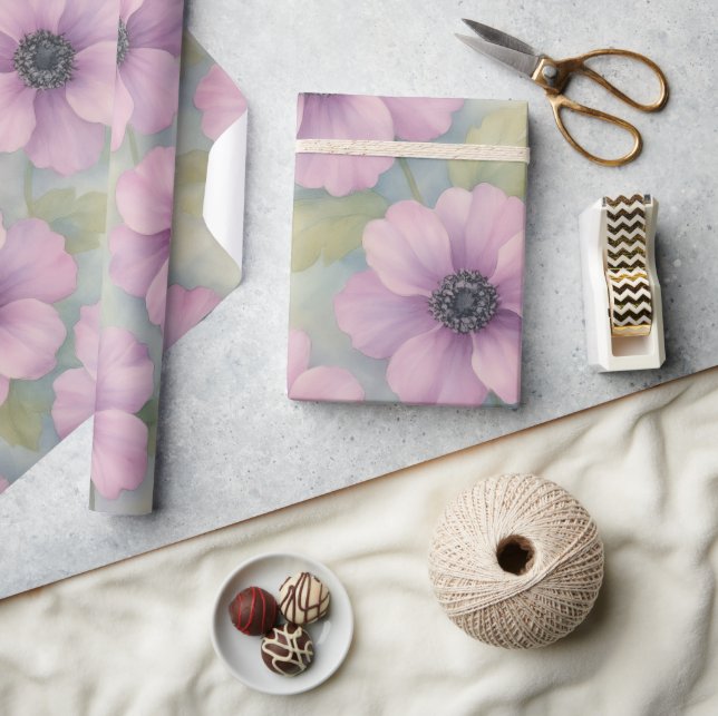 Papier Cadeau Soft Pink Botanical Floral Wrapping Paper (Artisanat)