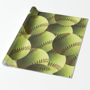 Papier Cadeau Softball Jaune couvert