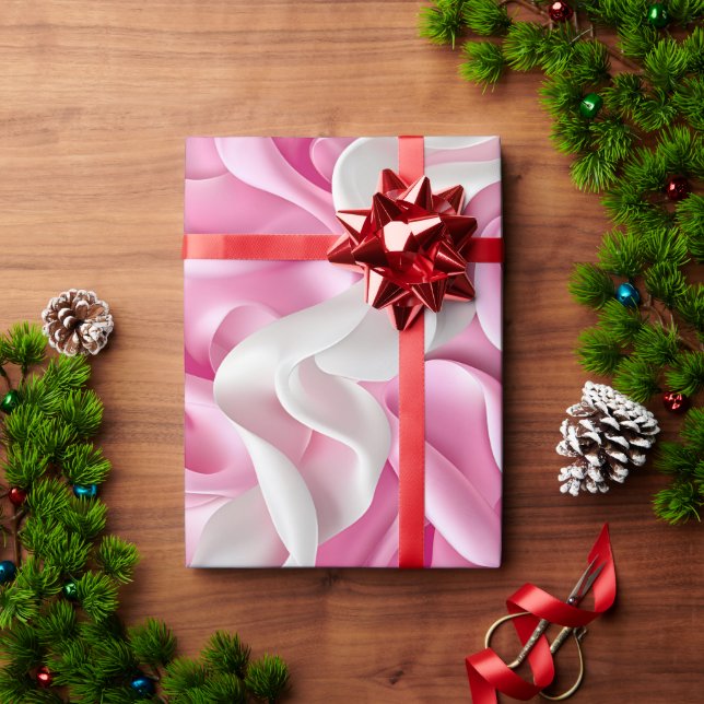 Papier Cadeau Soie rose et blanche (Cadeau de vacances)