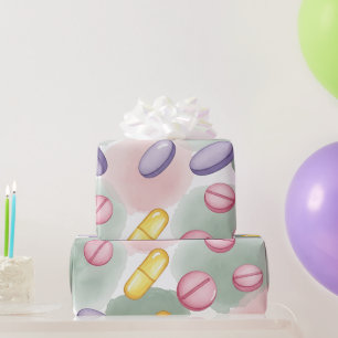 Papier Cadeau Soins de santé et pharmacie Comprimés violets gris