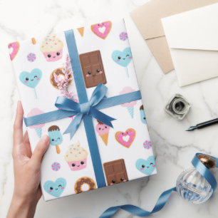 Papier Cadeau Soins et sucreries mignonnes Fête d'anniversaire