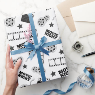 Papier Cadeau soirée cinéma noir blanc