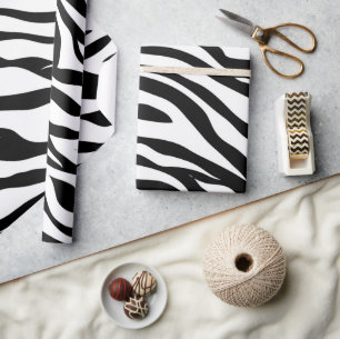 Papier Cadeau Soirée d'anniversaire en safari imprimé noir blanc