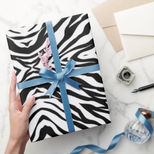 Papier Cadeau Soirée d'anniversaire en safari imprimé noir blanc