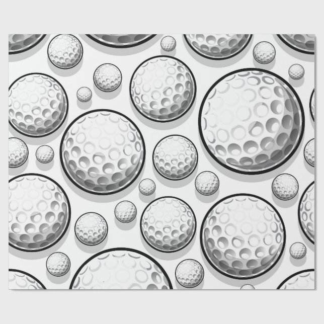 Papier Cadeau Soirée de golf en blanc (Plat)