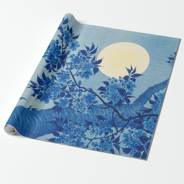 Papier Cadeau Soirée Lune Arbre Bleu Lune (Déroulé)