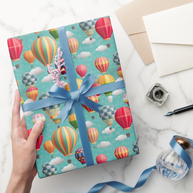 Papier Cadeau soirée montgolfière en carrelage cool (Cadeaux)