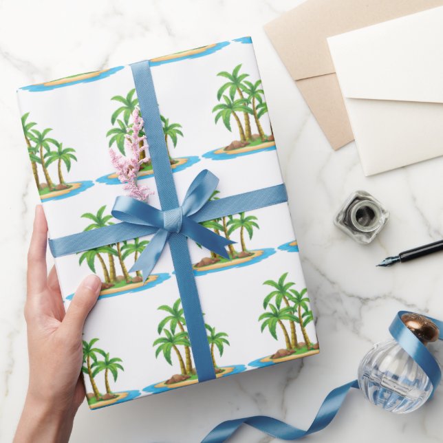 Papier Cadeau Soirée motif de palmier de plage (Cadeaux)