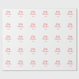 Papier Cadeau Sois mon valentin nom rouge couple élégant