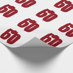 Papier Cadeau soixantième Anniversaire, texte rouge sur le blan
