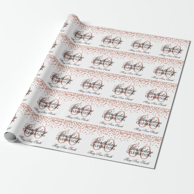 Papier Cadeau Soixantième confettis de parties scintillantes de (Déroulé)
