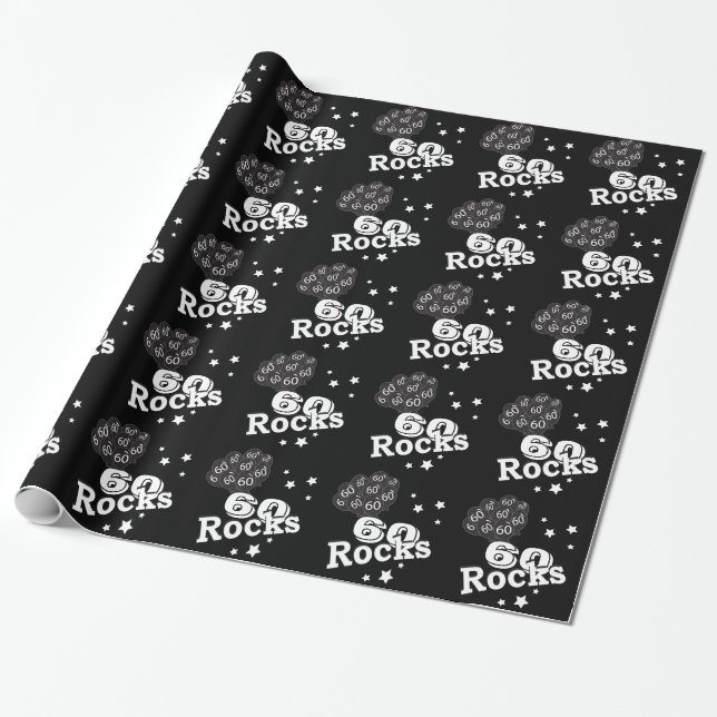 Papier Cadeau Soixantième papier heureux d'anniversaire (Déroulé)