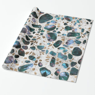 Papier Cadeau Sol de mosaïque - agate et or de Shimerring sur l