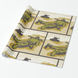 Papier Cadeau Soldat et char Bazooka de la seconde guerre mondia