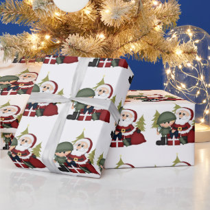 Papier Cadeau Soldat militaire et Père Noël