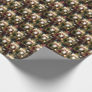 Papier Cadeau Soldats Casse-Noisette Dorés de Noël