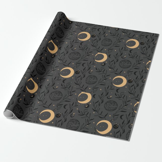 Papier Cadeau Soleil céleste et Motif de lune (Déroulé)