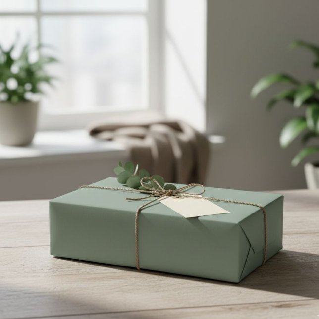 Papier Cadeau Solid Sage Green Matte Gift Wrap Paper (Créateur téléchargé)