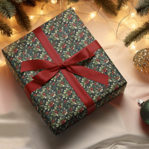 Papier Cadeau Sombre Moody American Mistletoe hiver