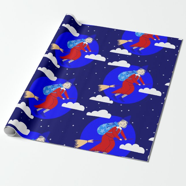 Papier Cadeau sorcière befana broomrider spookmas (Déroulé)