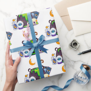 Papier Cadeau Sorcière Cuisine Cauldron Potion Sous Le Lune