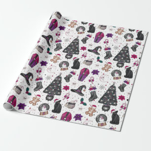 Papier Cadeau Sorcières Motif de Noël