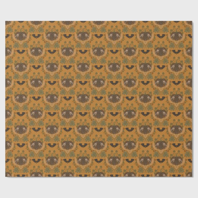Papier Cadeau Sortir Vine Folkloric Halloween Citrouille Motif (Plat)