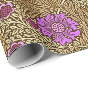 Papier Cadeau Souci, brun, beige et violette de William Morris
