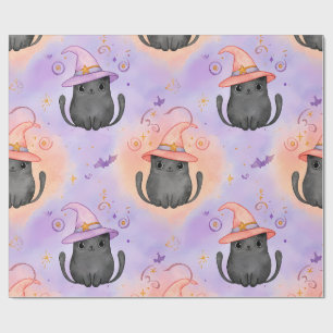 Papier Cadeau Sourcils de sorcière – Motif de chat pastel Hallow