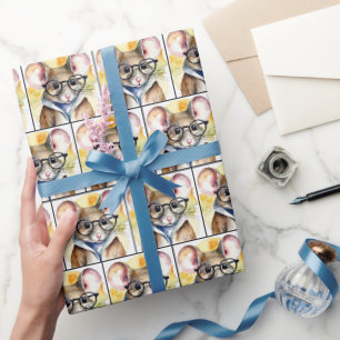Papier Cadeau Souris Aquarelle Avec Lunettes De Vue