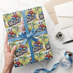 Papier Cadeau Souris D'Anniversaire Sur Moto