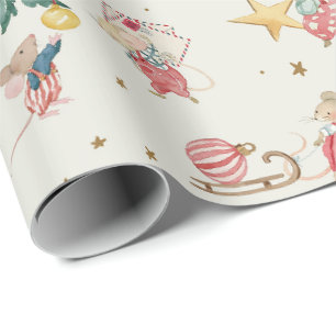Papier Cadeau Souris de Noël Xmas Vacances Mousekin Yule Hiver