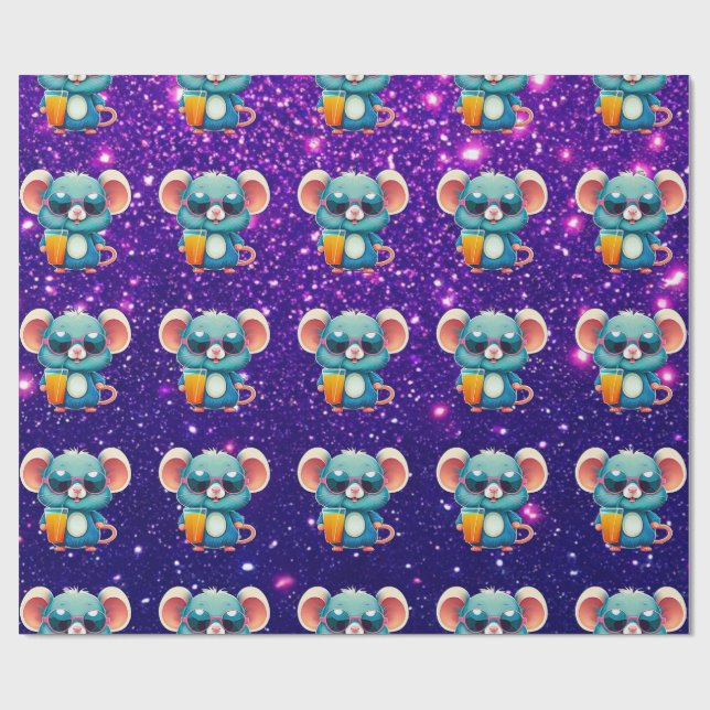 Papier Cadeau Souris mignonne Charmant Caractère Thématique Enve (Plat)