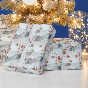 Papier Cadeau Souris mignonne et baies rouges scène de neige