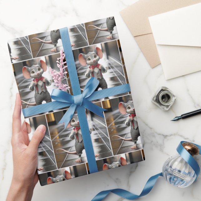 Papier Cadeau Souris portant un nœud papillon (Cadeaux)