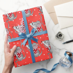 Papier Cadeau Souris sur Pois
