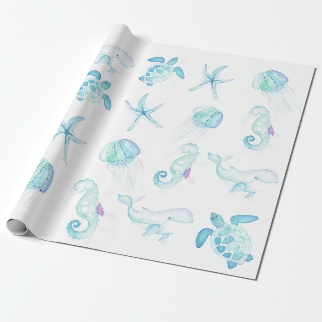 Papier Cadeau Sous la mer (Déroulé)