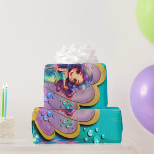 Papier Cadeau Sous la mer et sirène fête d'anniversaire fille